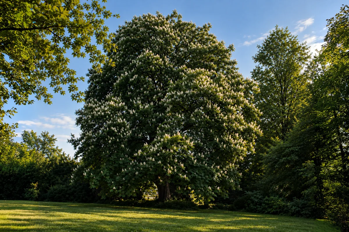 Park mit alten Laubbäumen und Rasenfläche in Essen-Rüttenscheid